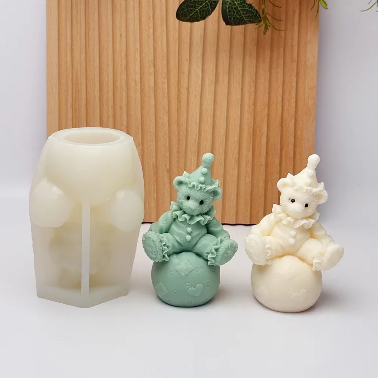 Clown Bear Silicone Candle Mold with Ball Design silicone mold detail and cavity