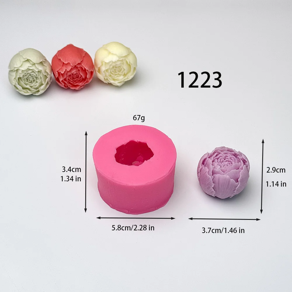 1223-3D立体迷你牡丹花苞硅胶蜡烛模具