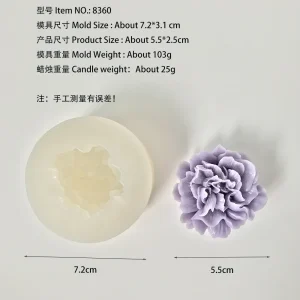 Carnation Silicone Candle Mold with Detailed Petal Texture