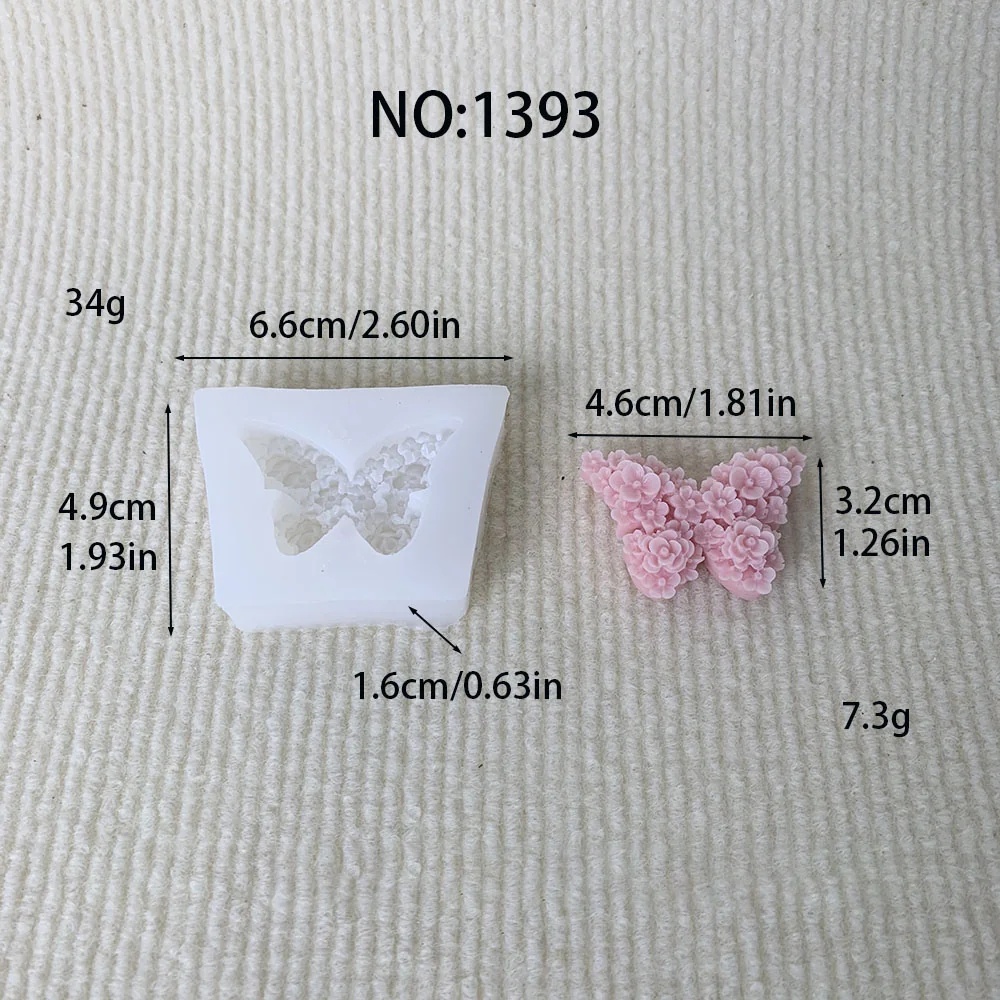 1393-花簇造型蝴蝶硅胶蜡烛模具