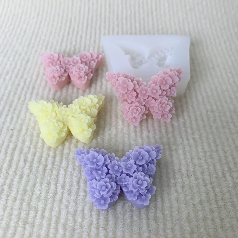 Floral Cluster Butterfly Silicone Candle Mold silicone mold detail and cavity