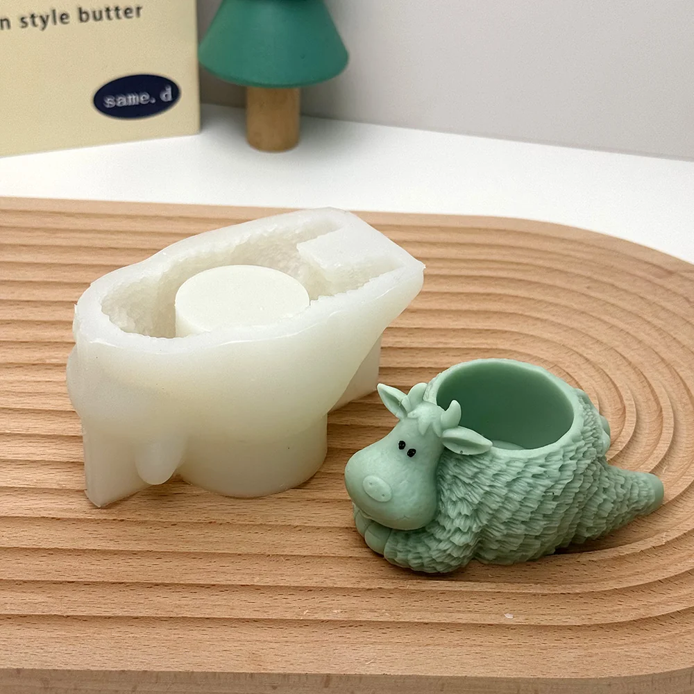 Small Cow Planter Silicone Candle Mold finished casting from the silicone mold