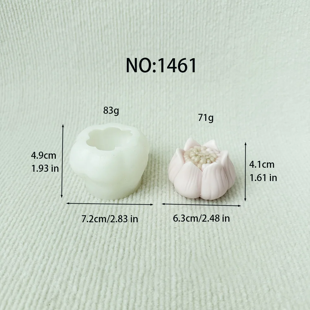 1461-立体荷花花苞硅胶蜡烛模具