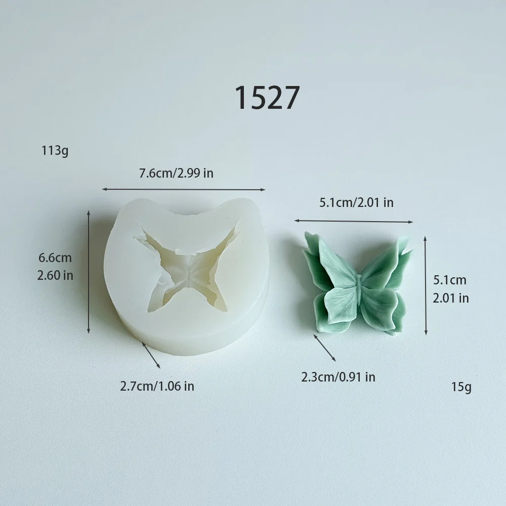 1527-立体双层花瓣翅膀蝴蝶硅胶蜡烛模具