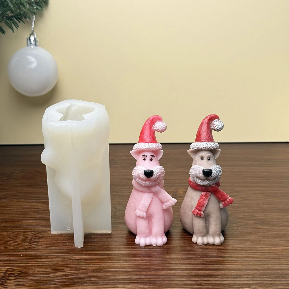Christmas Puppy Bear Silicone Candle Mold mold in production at BK Silicone workshop