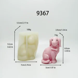 Sitting Dog Silicone Candle Mold with Collar Design
