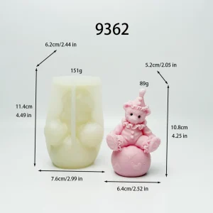 Clown Bear Silicone Candle Mold with Ball Design