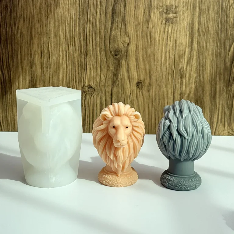 Lion Head Silicone Candle Mold with Detailed Mane silicone mold detail and cavity