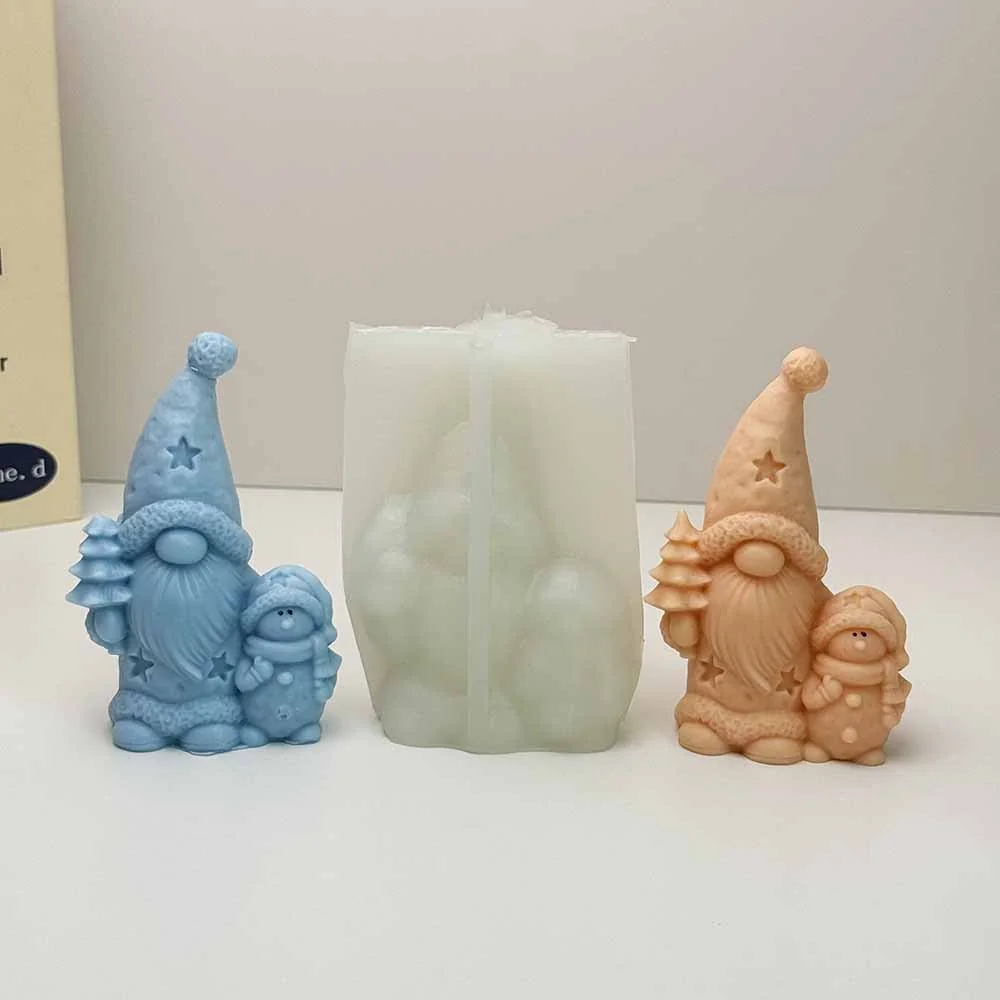 Christmas Gnome and Snowman Silicone Candle Mold finished casting from the silicone mold