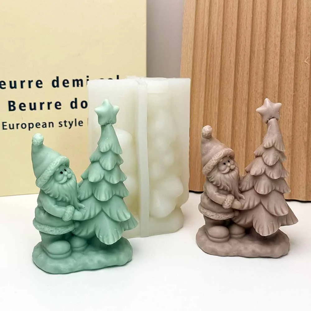 Christmas Santa and Tree Silicone Candle Mold finished casting from the silicone mold