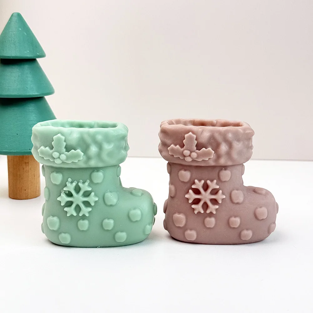 Christmas Stocking Silicone Candle Mold silicone mold detail and cavity