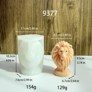 Lion Head Silicone Candle Mold with Detailed Mane