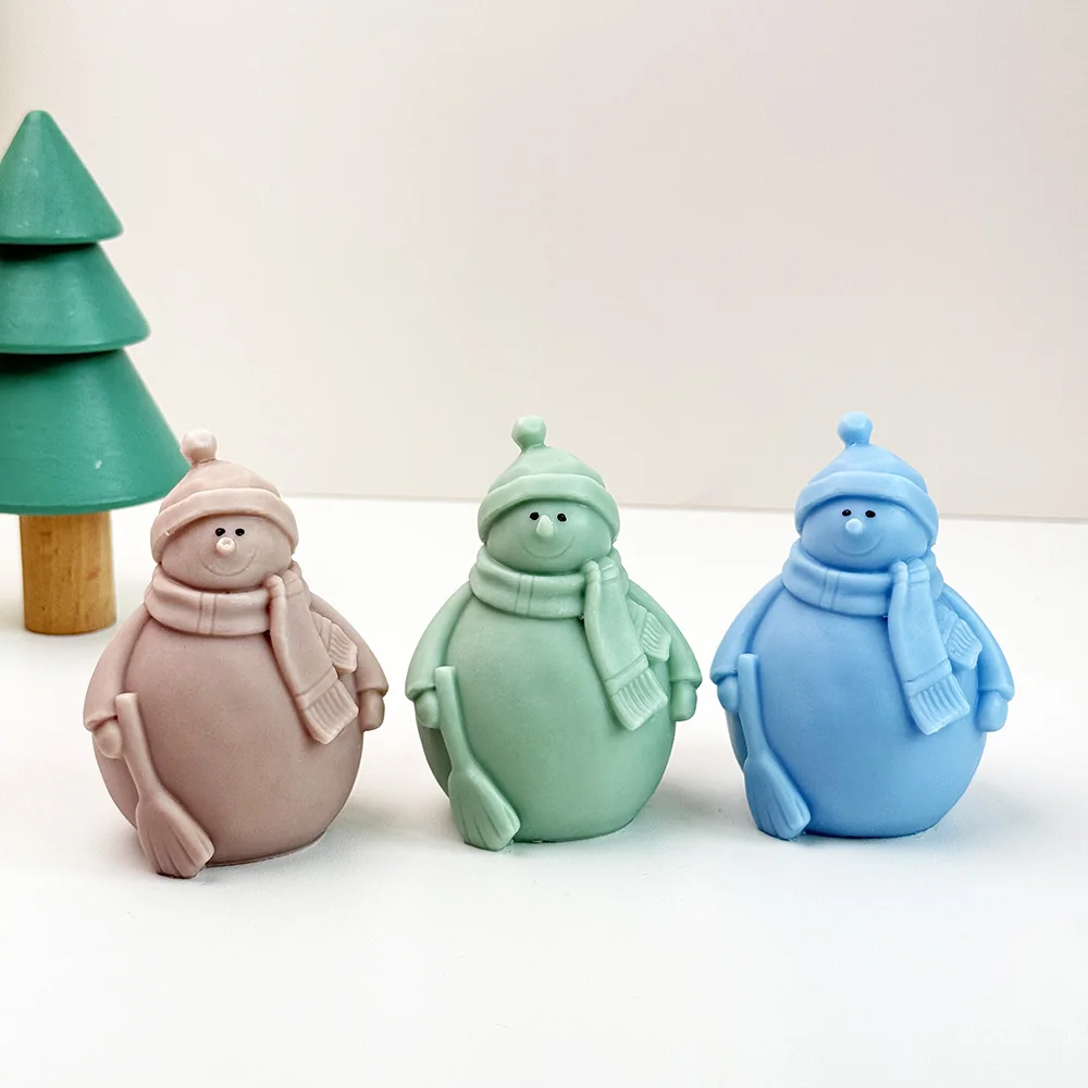Cute Snowman Silicone Candle Mold finished casting from the silicone mold