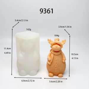 Christmas Reindeer Silicone Candle Mold with Knitted Hat Design