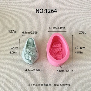Baby Swaddle Silicone Candle Mold with Rose Decor
