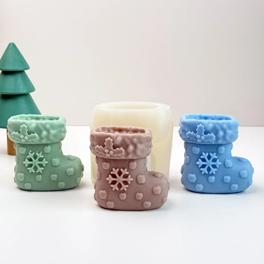 Christmas Stocking Silicone Candle Mold finished casting from the silicone mold