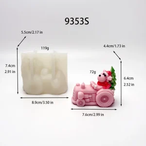 Christmas Pig Tractor Silicone Candle Mold