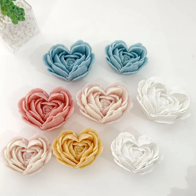 Heart Peony Rose Silicone Candle Mold silicone mold detail and cavity