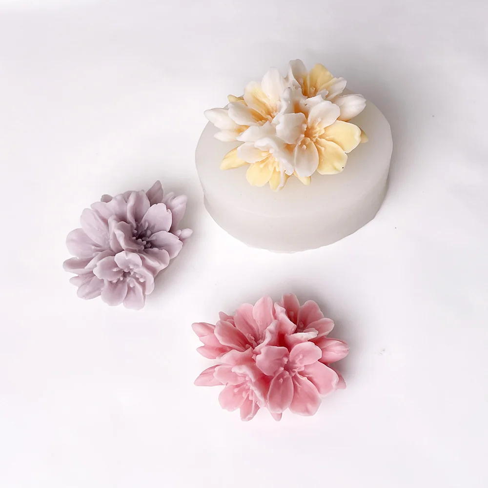 Cluster Multi-Petal Flower Silicone Candle Mold silicone mold detail and cavity
