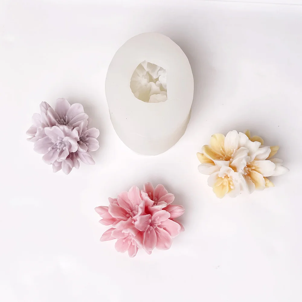 Cluster Multi-Petal Flower Silicone Candle Mold finished casting from the silicone mold