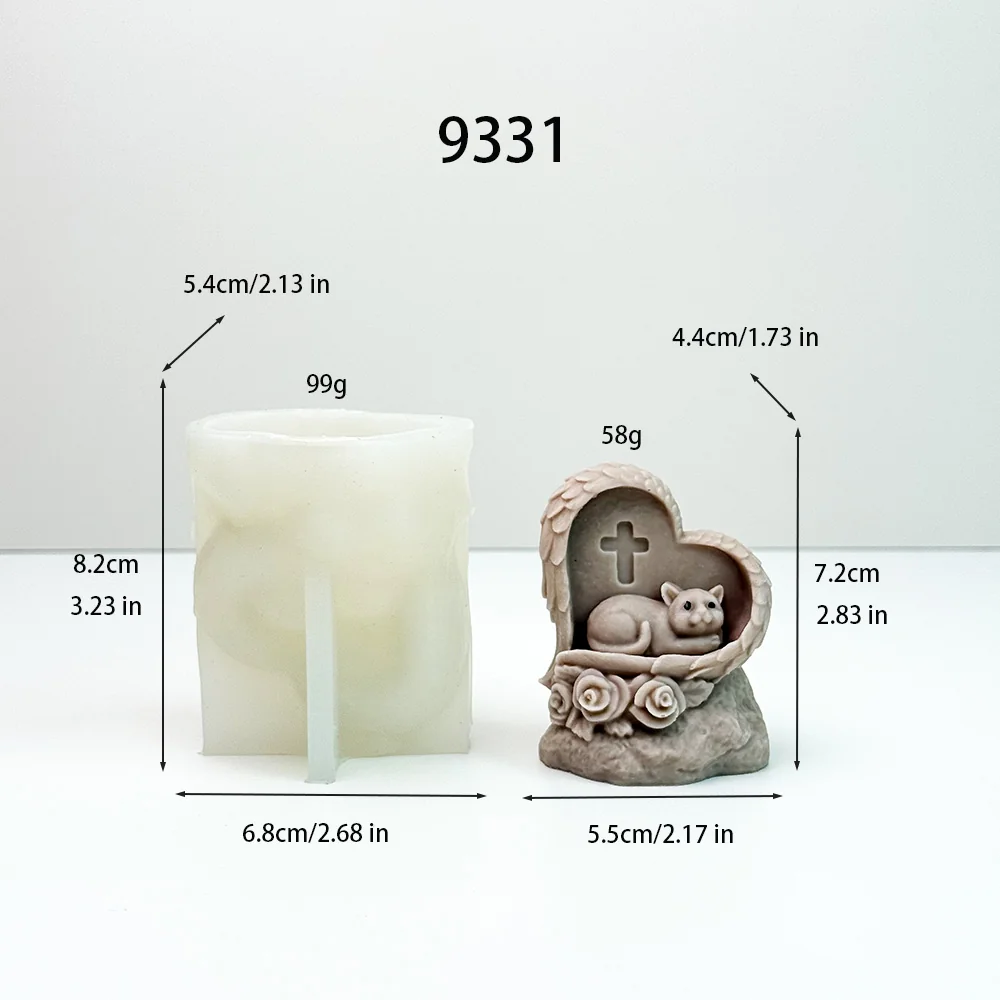 9331 Angel Cat Silicone Candle Mold image 1