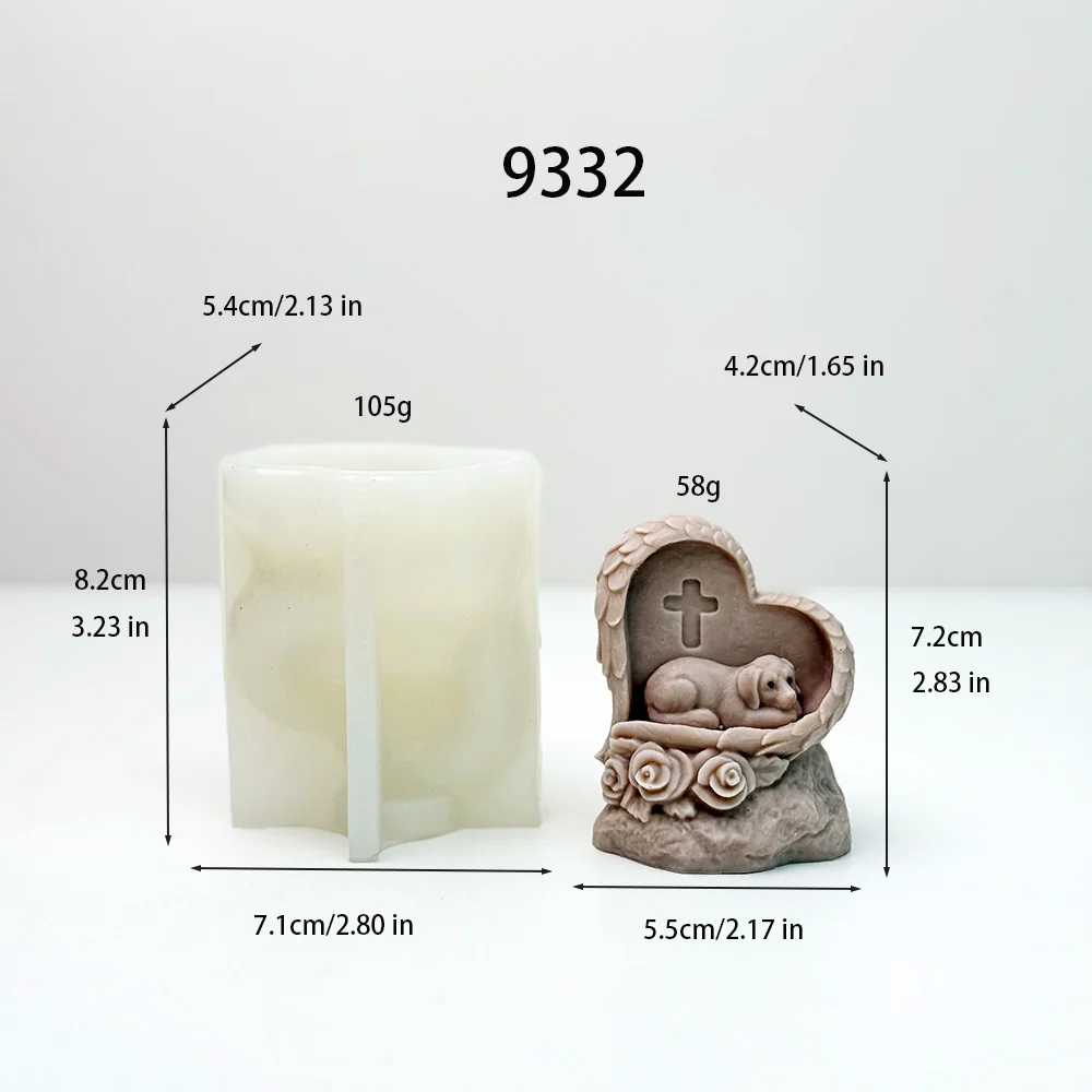 9332 Angel Dog Silicone Candle Mold image 1