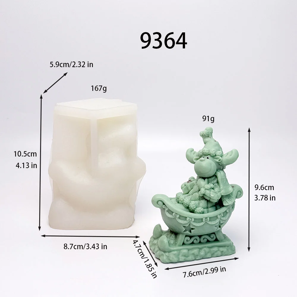 9364-圣诞驯鹿雪橇硅胶模具