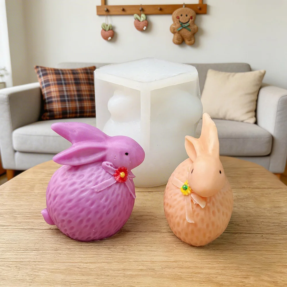 3D Knitted Bunny Silicone Mold - 9404 finished casting from the silicone mold