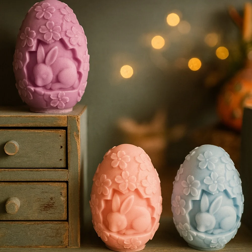 Easter Egg Bunny Silicone Mold - 9411 finished casting from the silicone mold