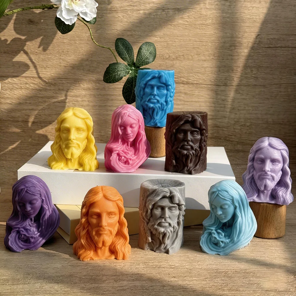 Virgin Mary Head Silicone Mold - 9425 silicone mold detail and cavity