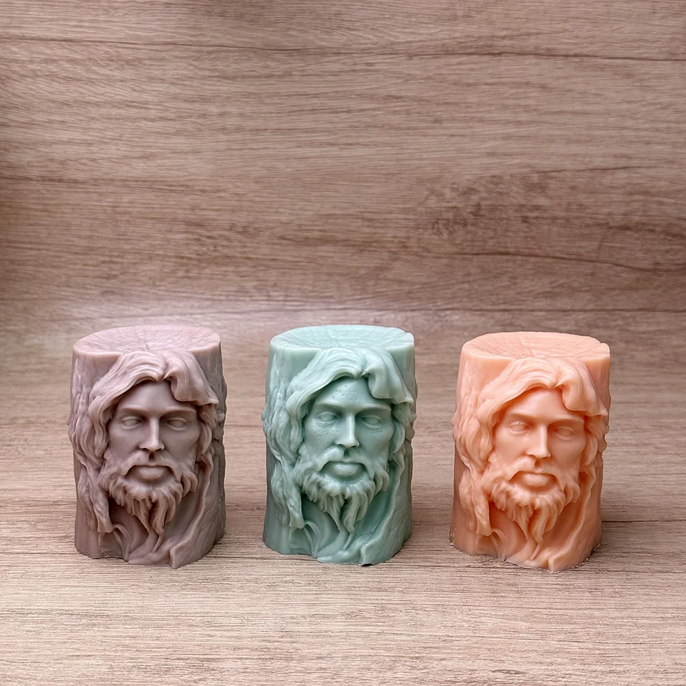 Jesus Relief Pillar Candle Mold - 9426 mold in production at BK Silicone workshop