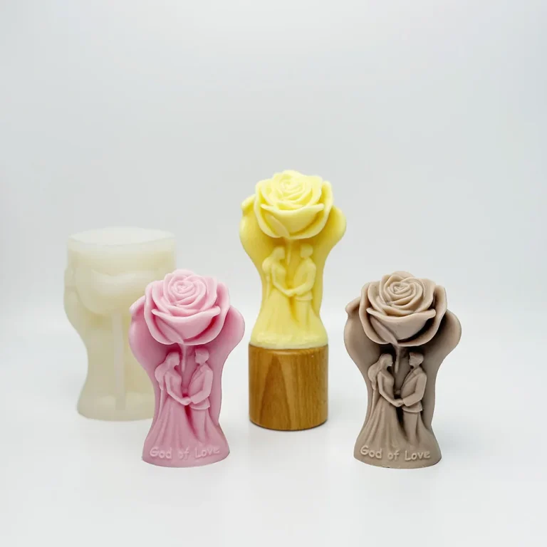Wedding Couple Silicone Candle Mold with Heart Design silicone mold detail and cavity