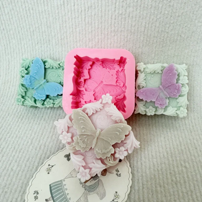 Butterfly Relief Square Silicone Candle Mold European Style silicone mold detail and cavity