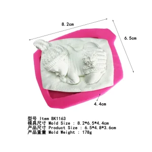 Sleeping Baby Silicone Candle Mold with Knit Hat Design