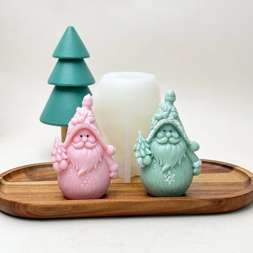 Christmas Santa Gnome Silicone Candle Mold silicone mold detail and cavity