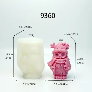 Christmas Owl Silicone Candle Mold with Reindeer Hat Design