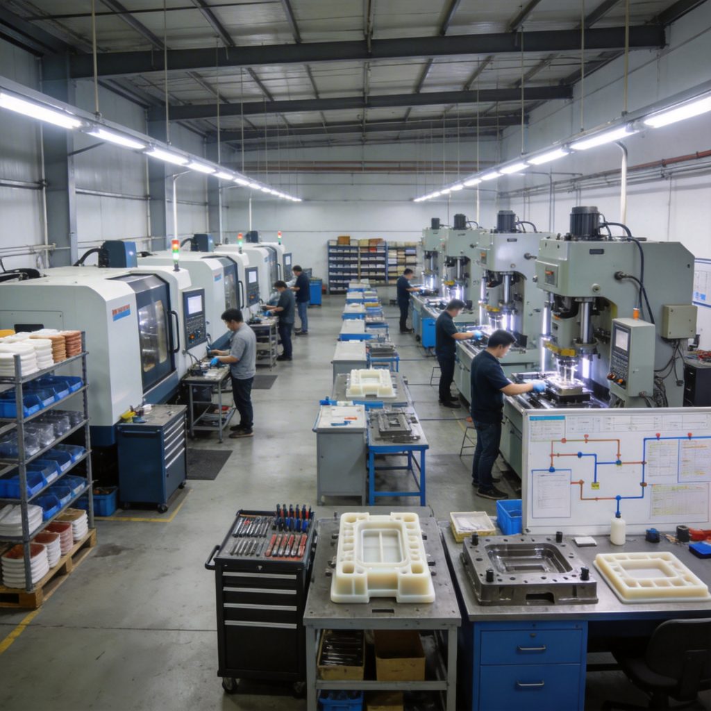 OEM silicone mold manufacturing facility with production lines and quality control stations