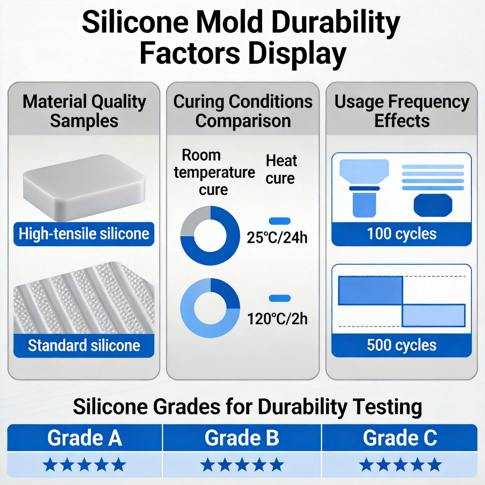 Factors affecting silicone mold durability including material quality and curing conditions