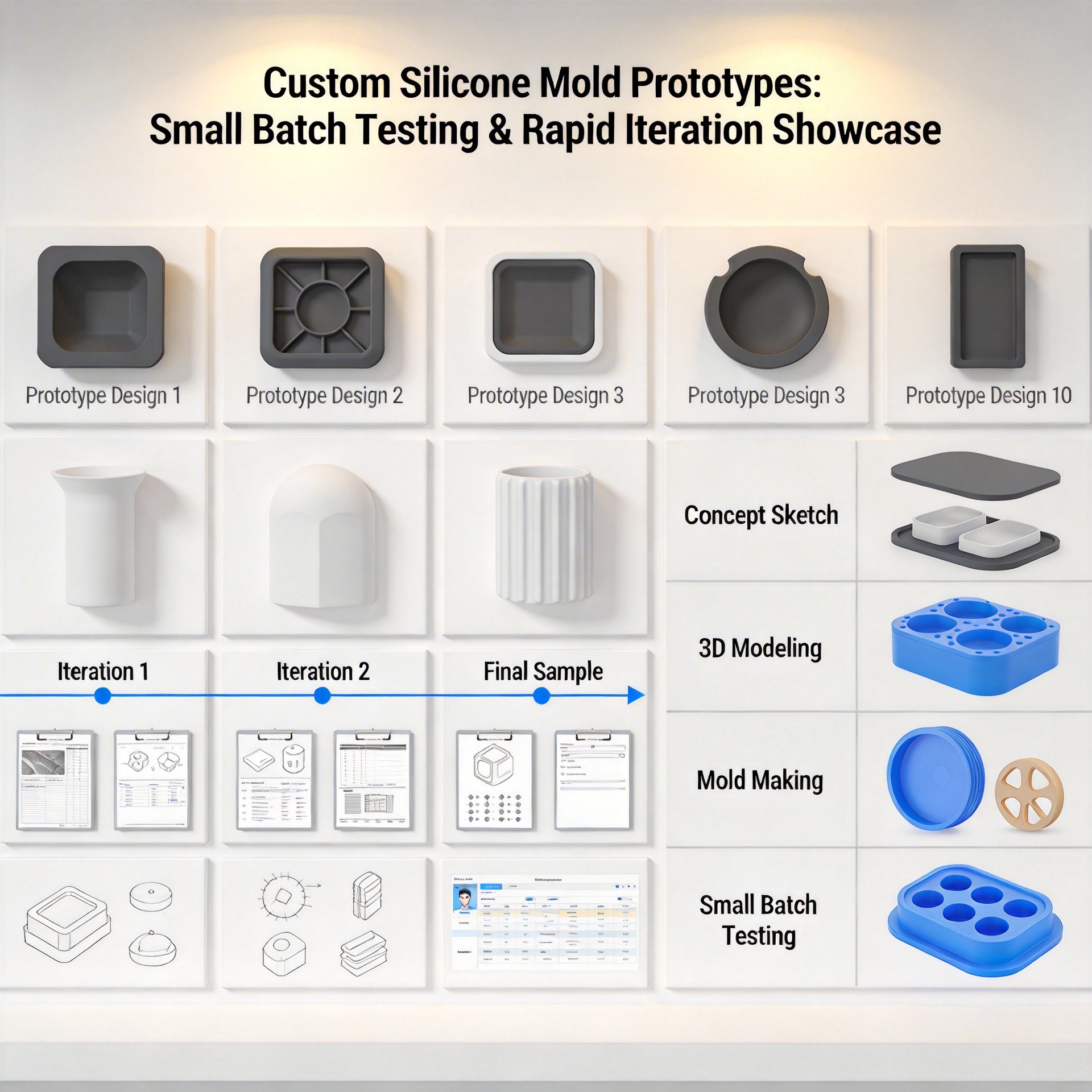 Custom silicone mold prototypes for small batch testing and development
