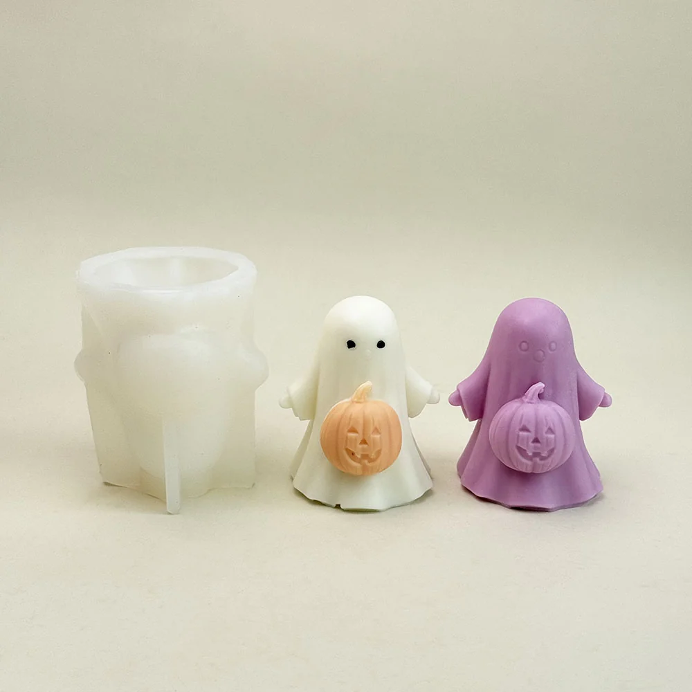 Ghost Holding Pumpkin Silicone Candle Mold mold in production at BK Silicone workshop