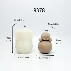Doll Silicone Candle Mold with Round Body Design