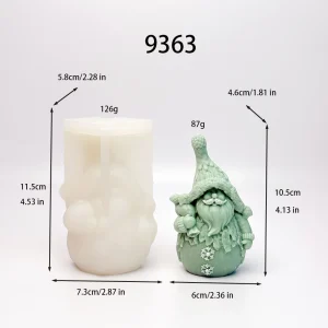 Christmas Gnome Silicone Candle Mold with Gift Bag Design