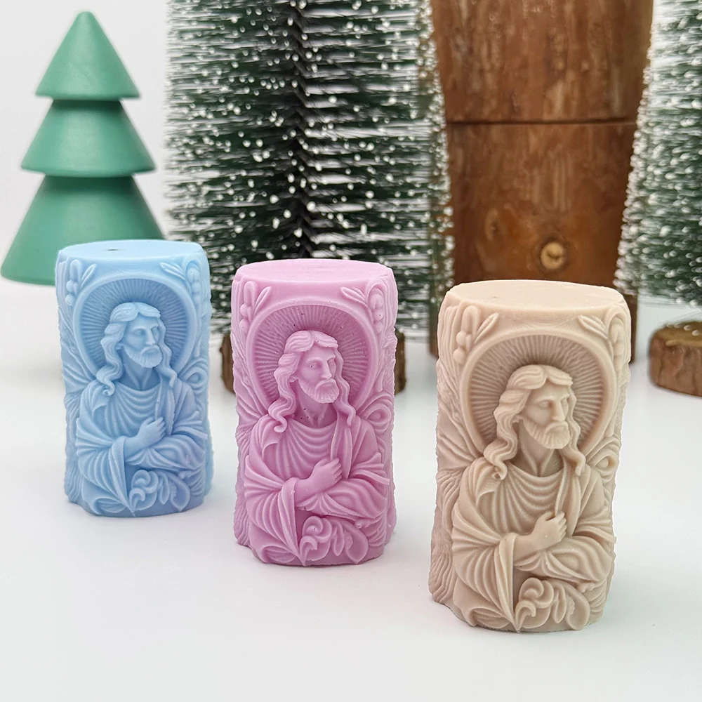 Jesus Silicone Candle Mold with Relief Design silicone mold detail and cavity