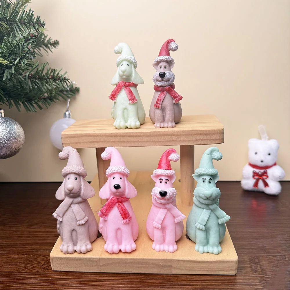 Christmas Puppy Bear Silicone Candle Mold silicone mold detail and cavity