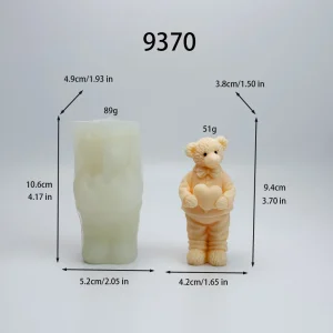 Gentleman Bear Silicone Candle Mold with Heart Design
