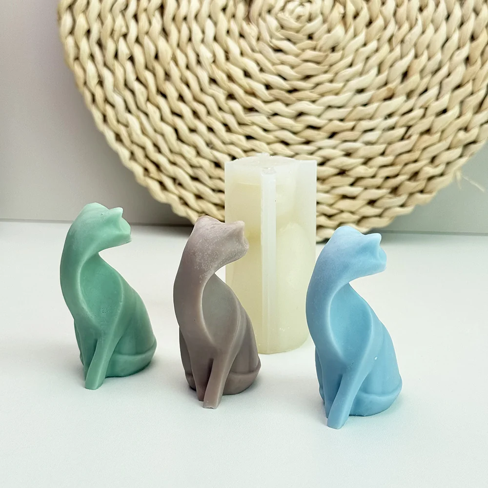 Sitting Cat Silicone Candle Mold silicone mold detail and cavity