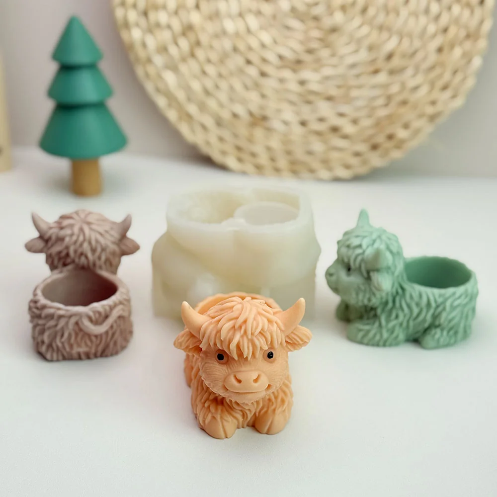 Highland Cow Planter Silicone Candle Mold mold in production at BK Silicone workshop