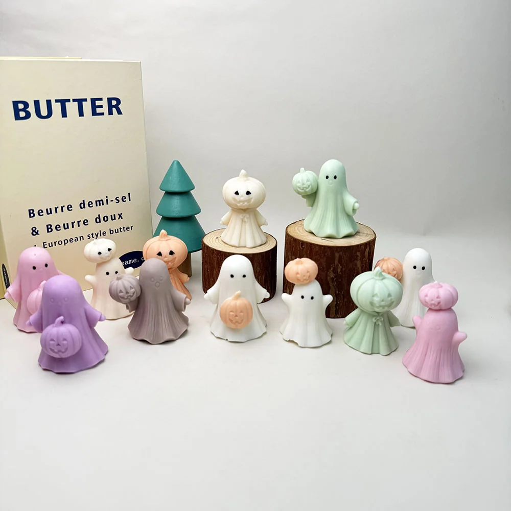 Ghost Holding Pumpkin Silicone Candle Mold silicone mold detail and cavity
