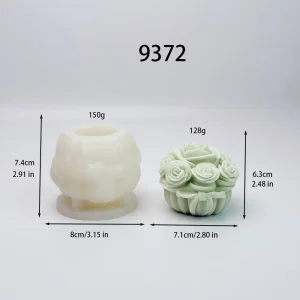 Rose Basket Silicone Candle Mold with Bow Design