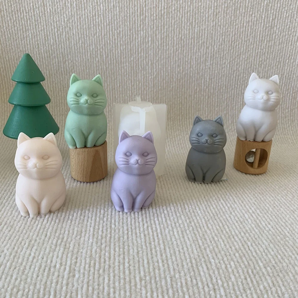 Flexible Sitting Cat Silicone Mold for Candle Making 8981 silicone mold detail and cavity